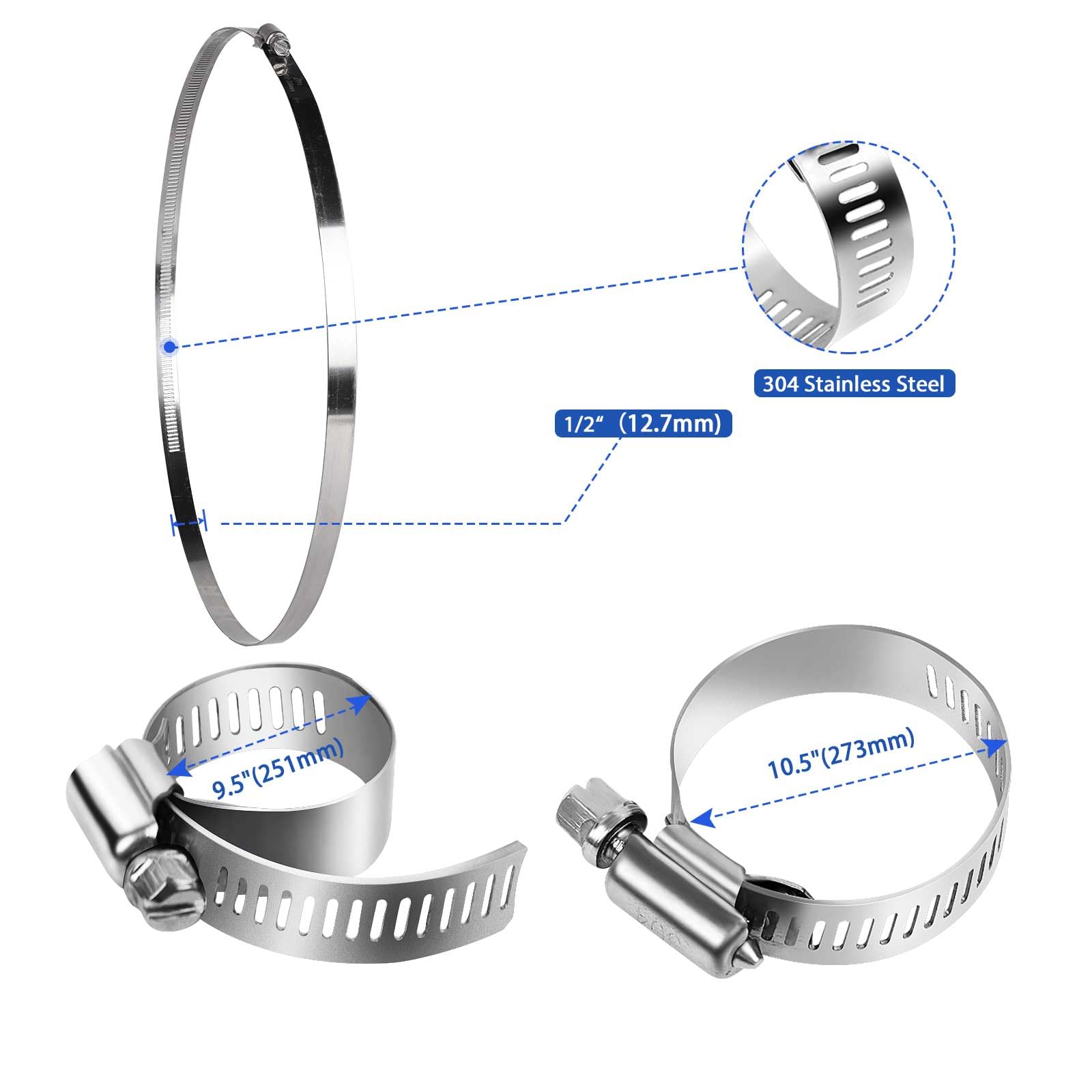 SMLCON - Kit De Colliers De Serrage Universels : Sangle Inox 304 De 3,5 M + 10 Fixations - À Visser Sans Fin - Bricolage Longueur Personnalisée