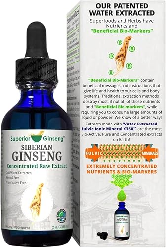 Miniatura 3 de Extracto de raíz de ginseng siberiano, ingredientes orgánicos y sin alcohol, 2 onzas, agua mineral fúlvica fría patentada, extraída, adaptógeno,