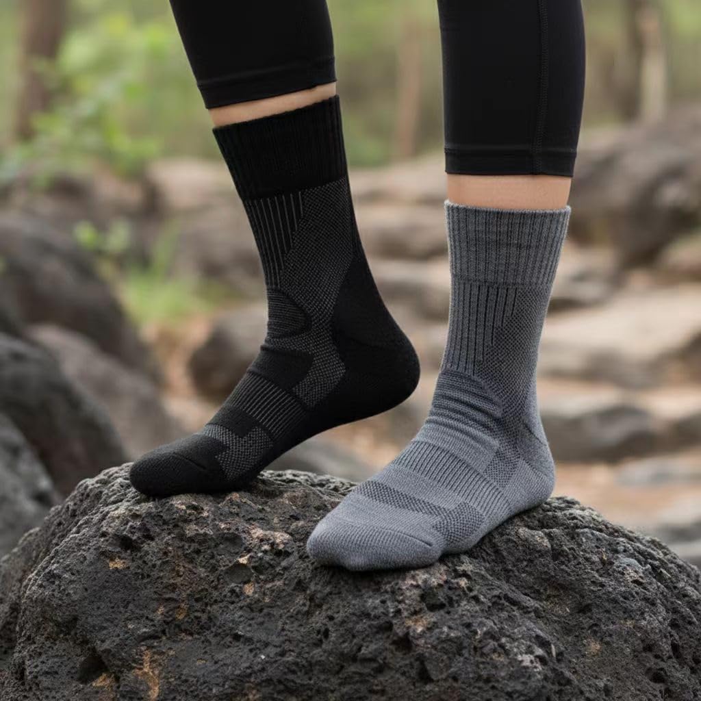 Calze Termiche, 1 Paio di Calzini da Sci Trekking for Uomo Donna Primavera Estate Sottile Caccia(L3943 Light Grey)