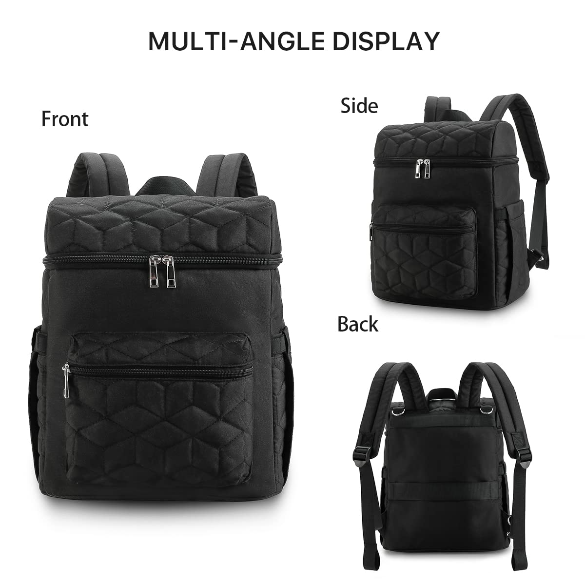 SONARIN Grande Capacità Multifunzionale Zaino Fasciatoio,Elegante Borsa per Pannolini Impermeabile Zaino Mamma Neonato Borsa Fasciatoio da Viaggio Portatile con Ganci per Passeggino(Nero)