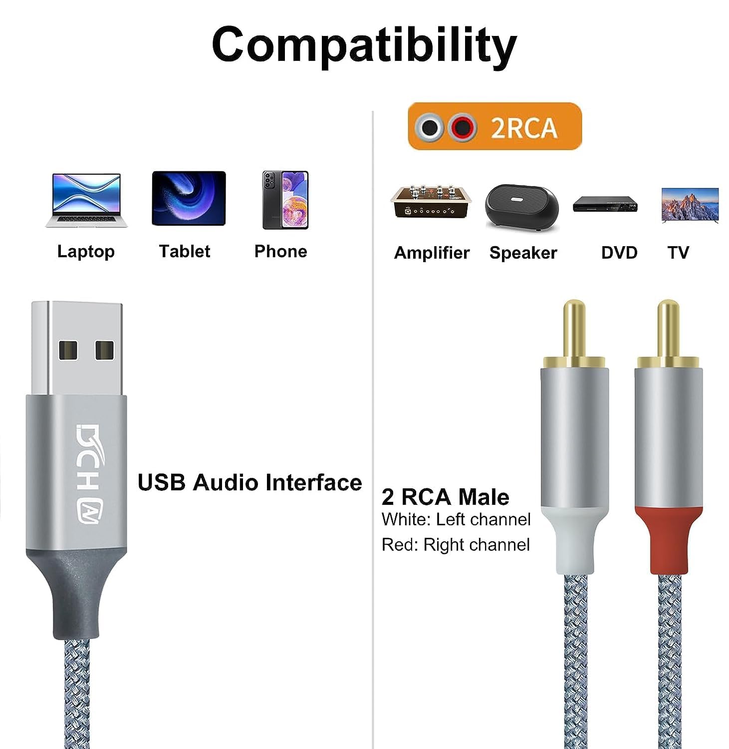 Cavo Audio J&D 6.35mm A 2 RCA - Oro Placcato - 1.8 Metri - Per Collegamenti Professionali - Foto 4