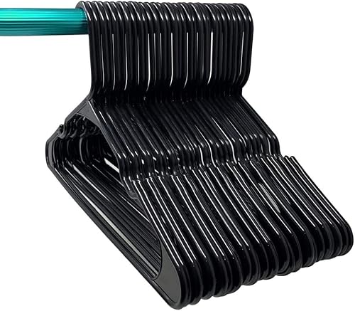 Miniatura 2 de Home Essentials Perchas de plástico para ropa, ideales para uso diario estándar, color negro (paquete de 5 de 7) 35 unidadescaja