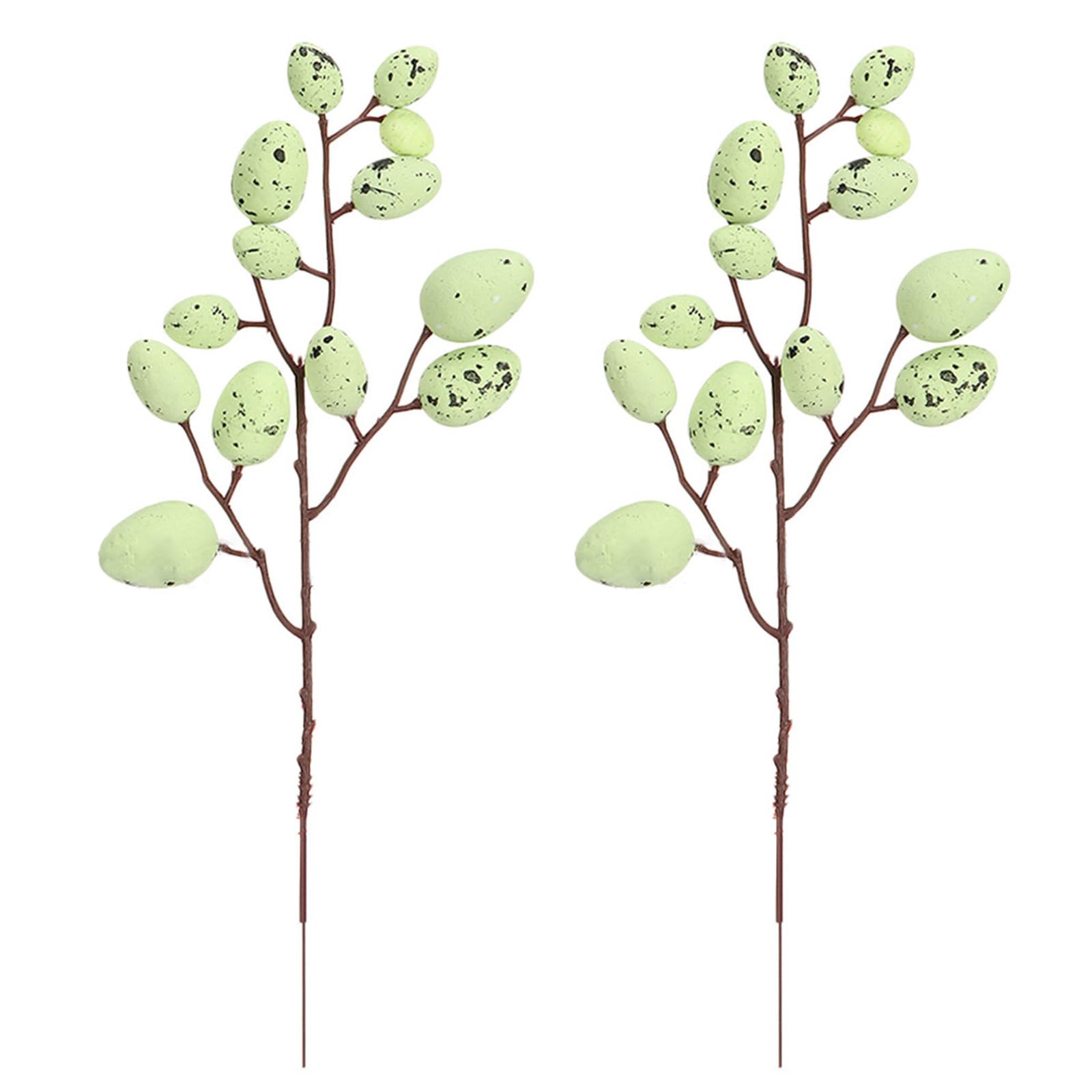 Buxuaaaa Green Lovely Easter Flower Skewers Display Artificial Flower Branch Easter Eggs Artificial Bouquets Gift Party Decors