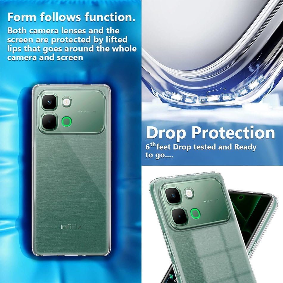 Image of Fashionury Crystal Clear Case for Infinix Note Edge 5G | Yellowing Resistance | Transparent TPU Silicone | Raised Camera Lips | Slim Transparent Cover