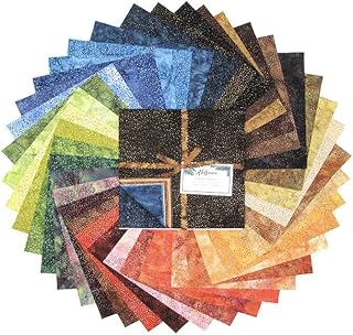 Bali Crackers 10" Layer Cake Squares - Hoffman 885 Watercolors Nature Hand-Dyed Batiks Multi-Color Fabric Bundle Quilter's Cotton Precuts (885BC-739-Nature)