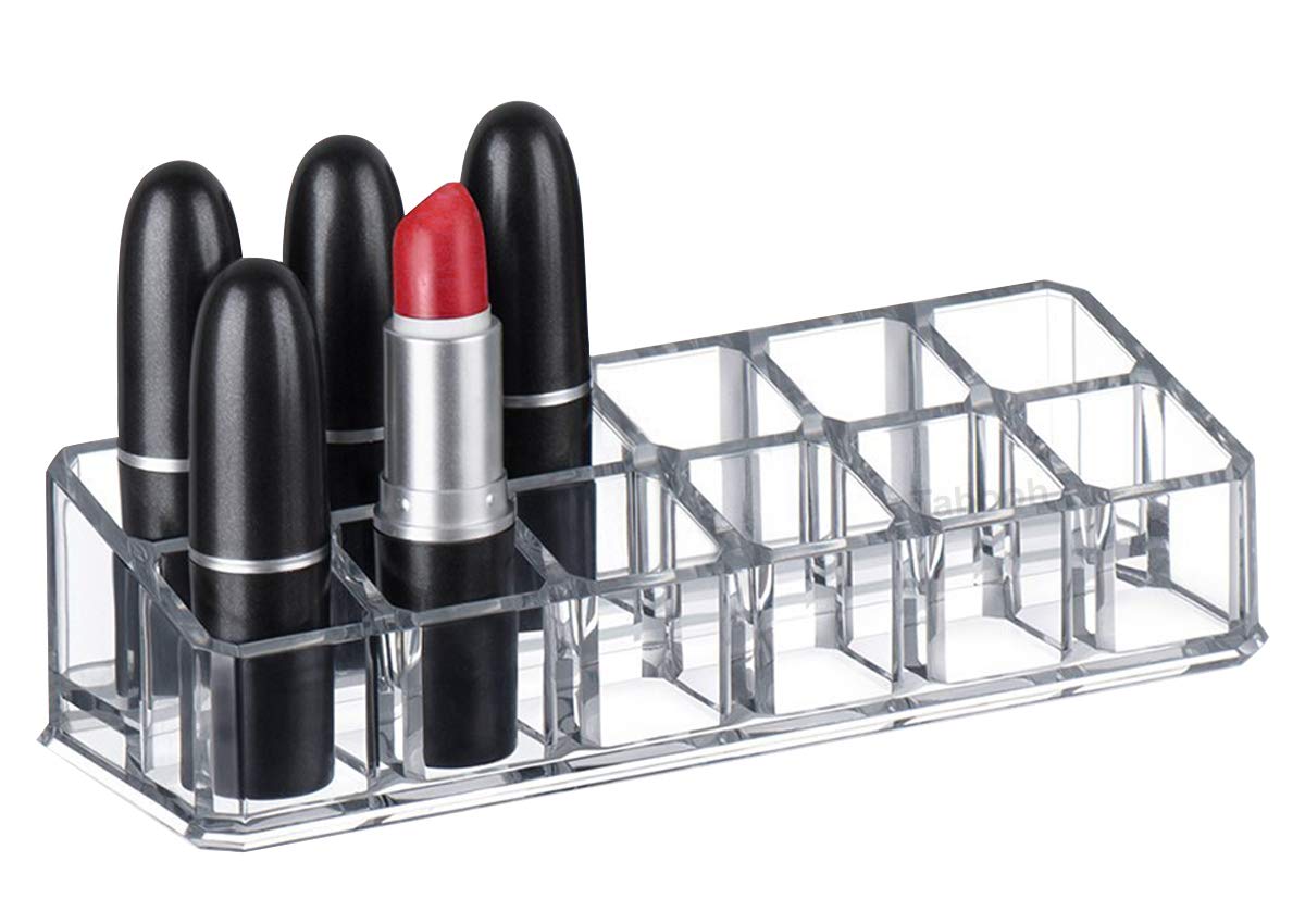 Tabooh Clear Cosmetic Make Up Organiser Acrylic 12 Sections For Lipstick Lip Gloss Nail Polish M8206