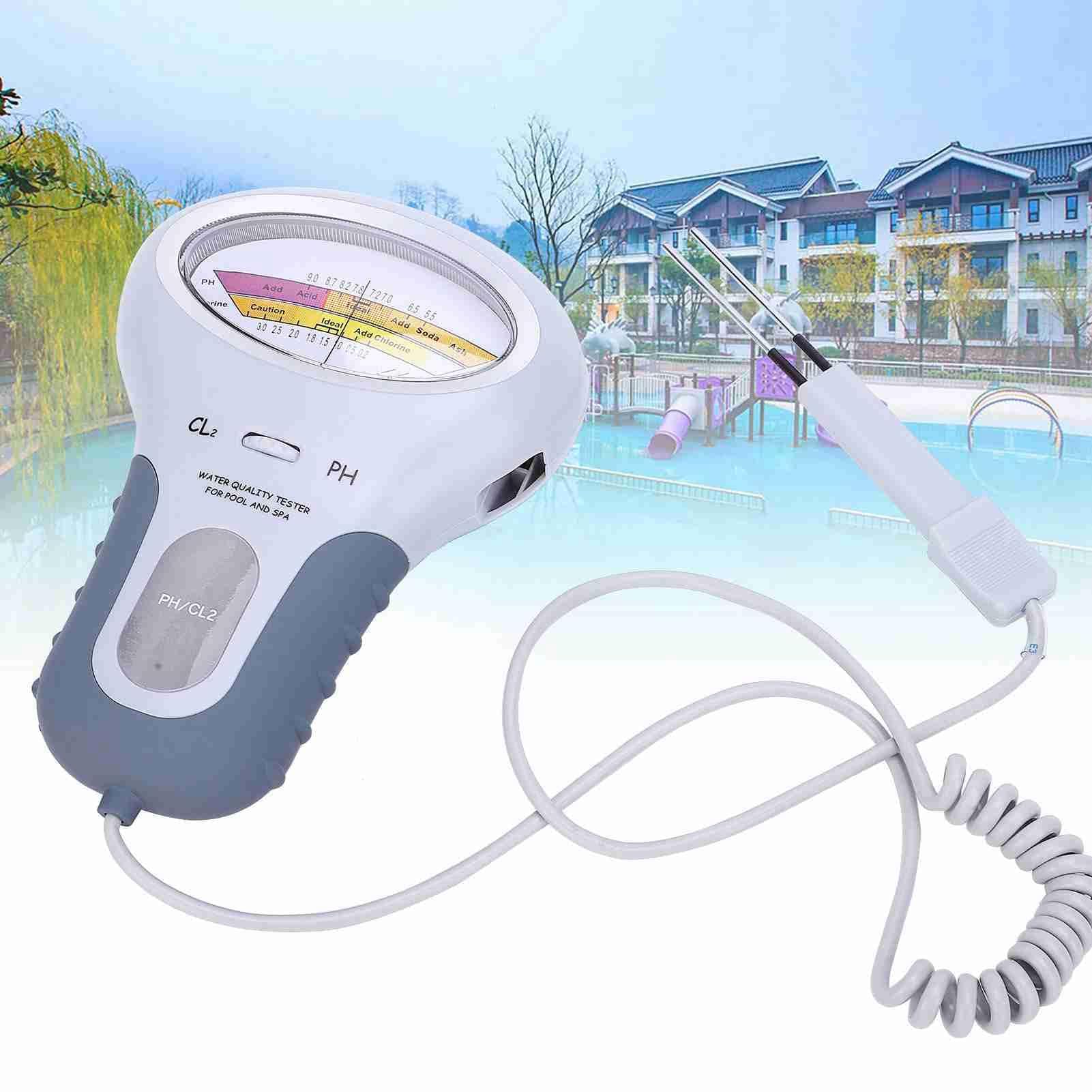 YWBL-WH Pool-Wasserqualitätsanalysator mit CL2 Chlor- und pH-Sensor, multifunktionales Messgerät für Pool-Wasser, Chlor-pH-Wasserzähler mit LCD Display, Wasserqualitätstester für Schwimmbad