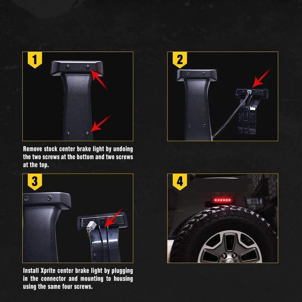 Troisième Feu Stop LED Fumé Pour Jeep Wrangler JK 2007-2018 – Montage Haut – Ultra Lumineux & Étanché IP67 – Style & Sécurité Renforcés