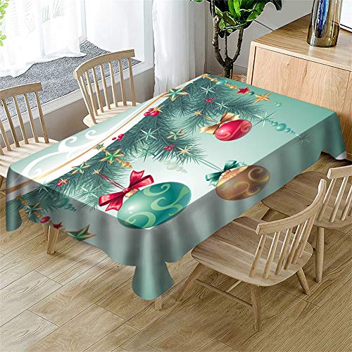Morbuy-shop Nappe Noël Rectangulaire, Fête Style 3D Imprimé Nappes Imperméable Anti Taches Étanche à l'huile Lavable pour Fête Decoration Ménage Jardin Picnic (Noël Houx,140x260cm)