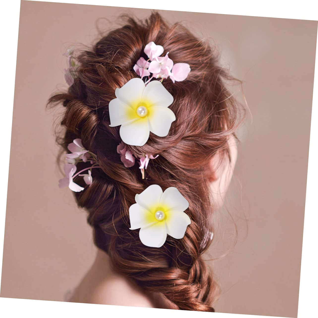 FRCOLOR 24piezas Horquillas De Flores De Frangipani Perlas Accesorio De Pelo Para Novias y Mujeres Para Bodas y Vacaciones