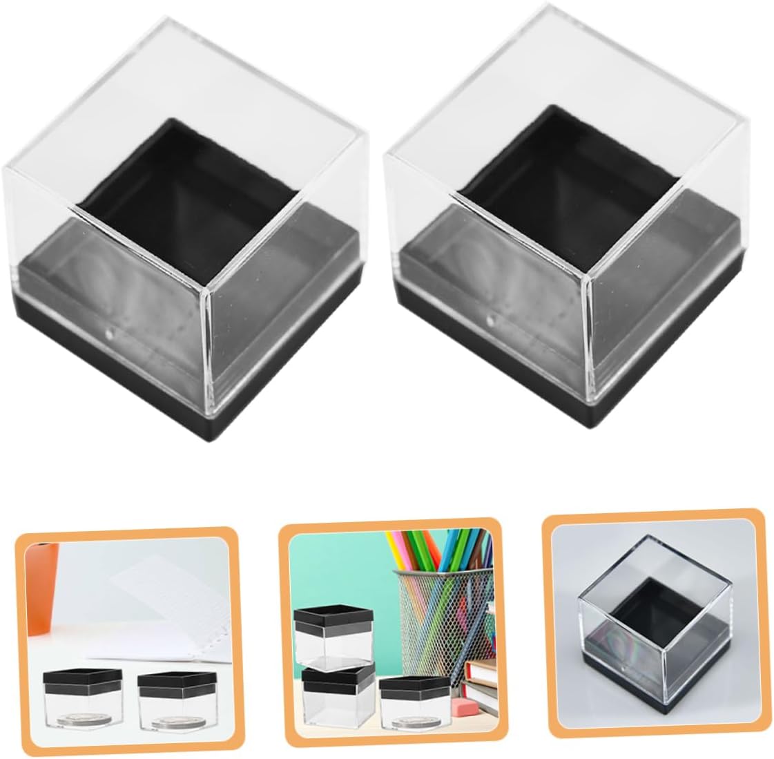 BESTYASH 12pcs Mineral Collection Box Square Plastic Specimen Storage Boxes Sample Showcase