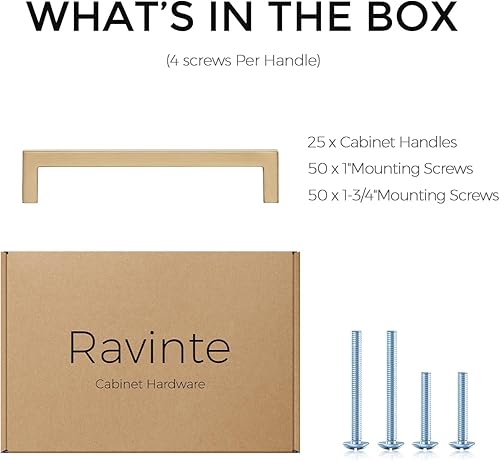 Vista 64 de Ravinte Paquete de 60 manijas cuadradas para cajones, tiradores de gabinete negro mate