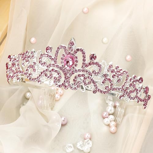 Miniatura 2 de Tiaras de coronas para mujer, corona de princesa rosa, diadema de corona de cumpleaños, tiaras para niñas, coronas de reina, tiara de princesa,