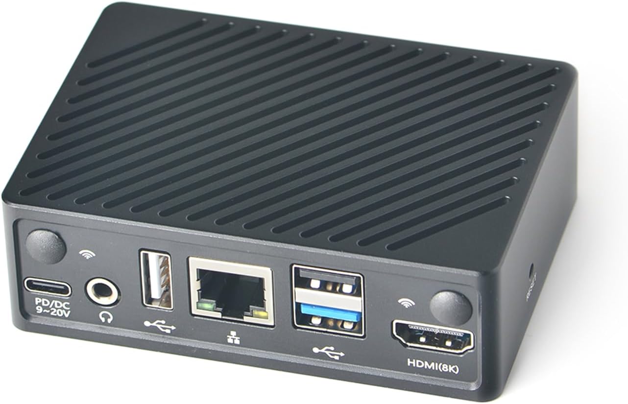 Front view of NanoPi M6 with ports