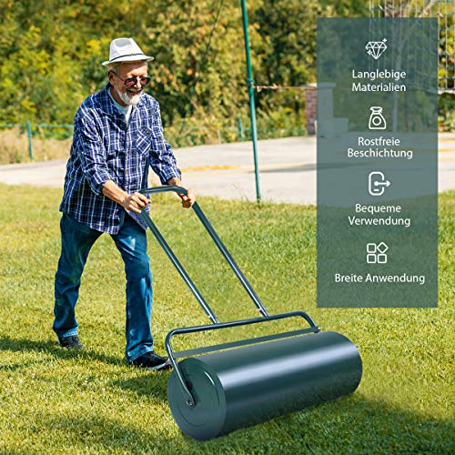 COSTWAY Handrasenwalze 63L mit Griff für Gartenpflege