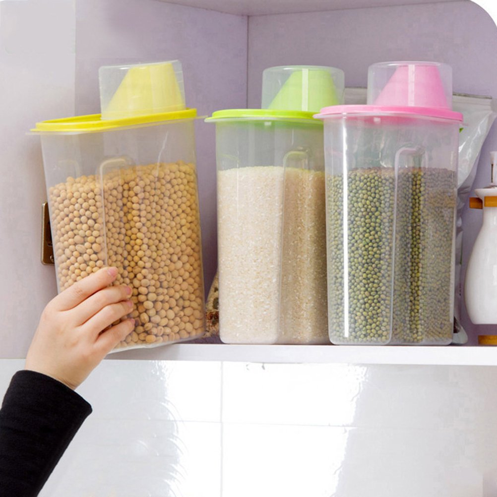Contenitori Per Cereali 2 Pezzi, Ermetici Con Manico E Beccuccio, 2800ml + 1600ml, Dispenser Per Riso, Farina E Pasta, Plastica Trasparente - 2
