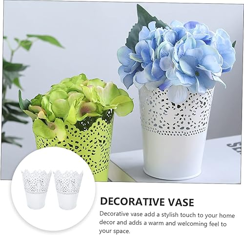 Miniatura 2 de Yardwe 2 piezas de cubo de flores de estaño, decoración rústica, florero, ramo de boda artificial, jarra decorativa de granja, arreglos florales,