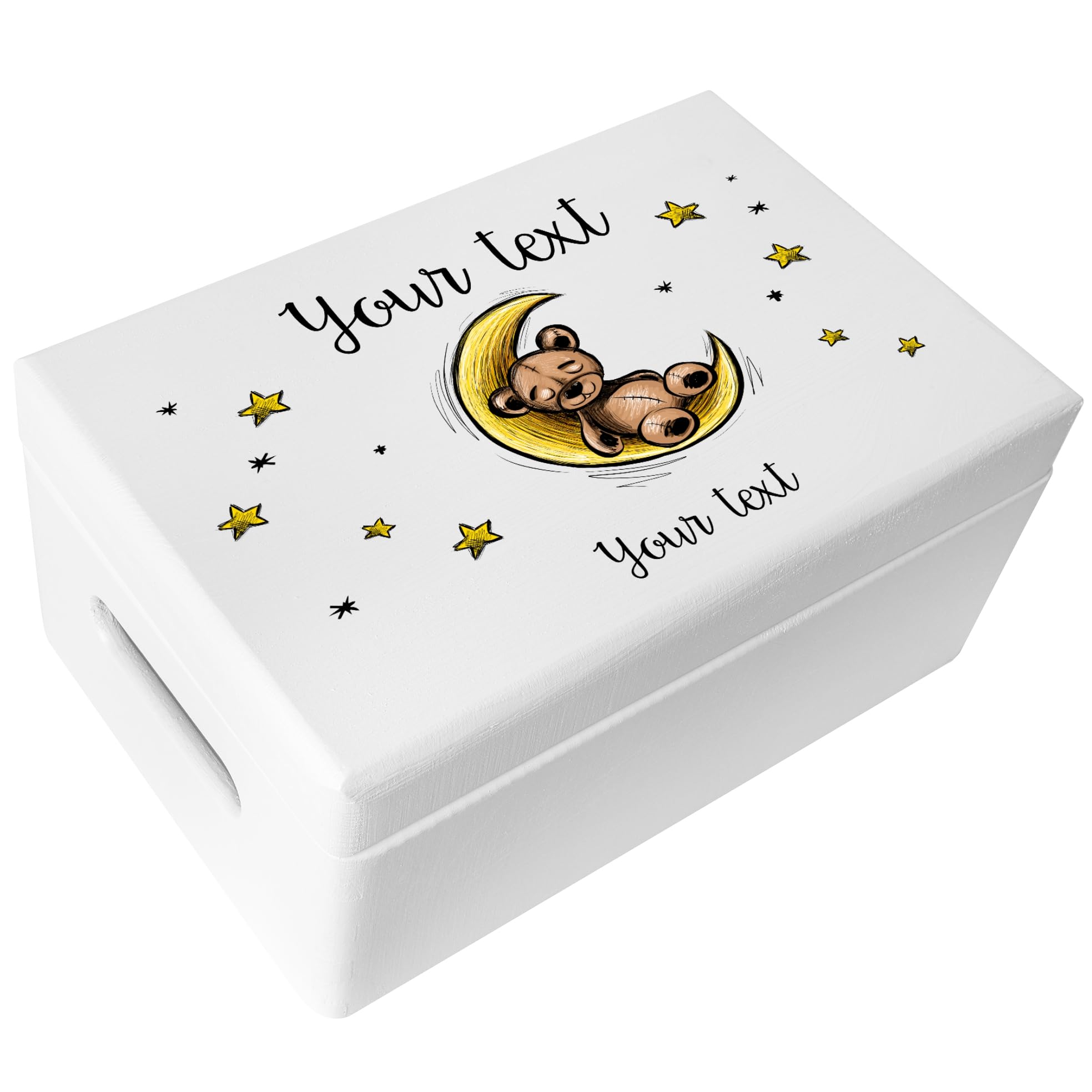 Creative Deco Personalised White Baby Memory Box | Custom Keepsake Boxes | Unique Gift for Newborn Boy or Girl | Customised Wooden Storage Box with Hinged Lid | UV Print