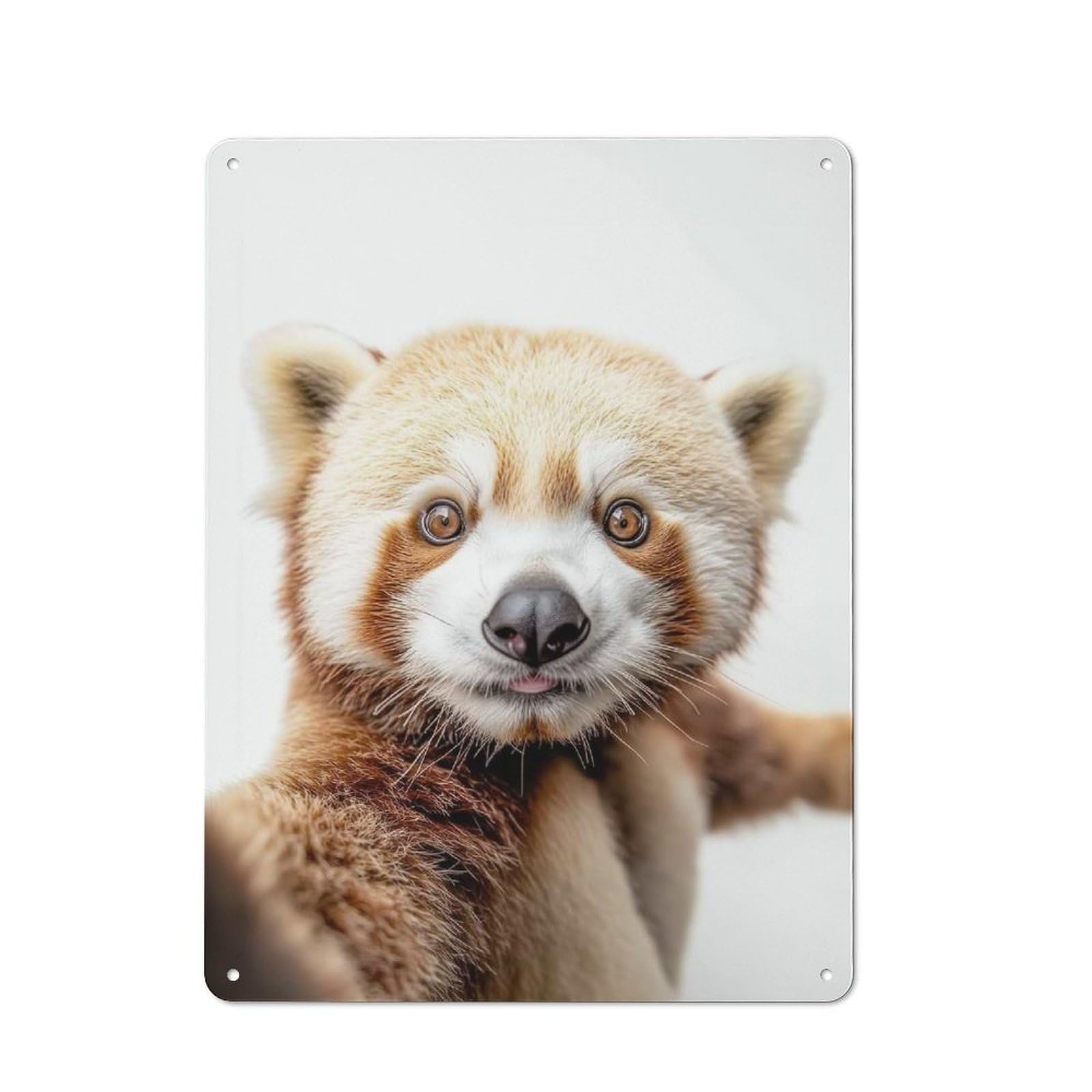 Retro Metal Plaque 40x30cm Featuring Red Panda Selfie, Bistro Wall Plaque for Bakery, Diner, Cafe Or Family Room