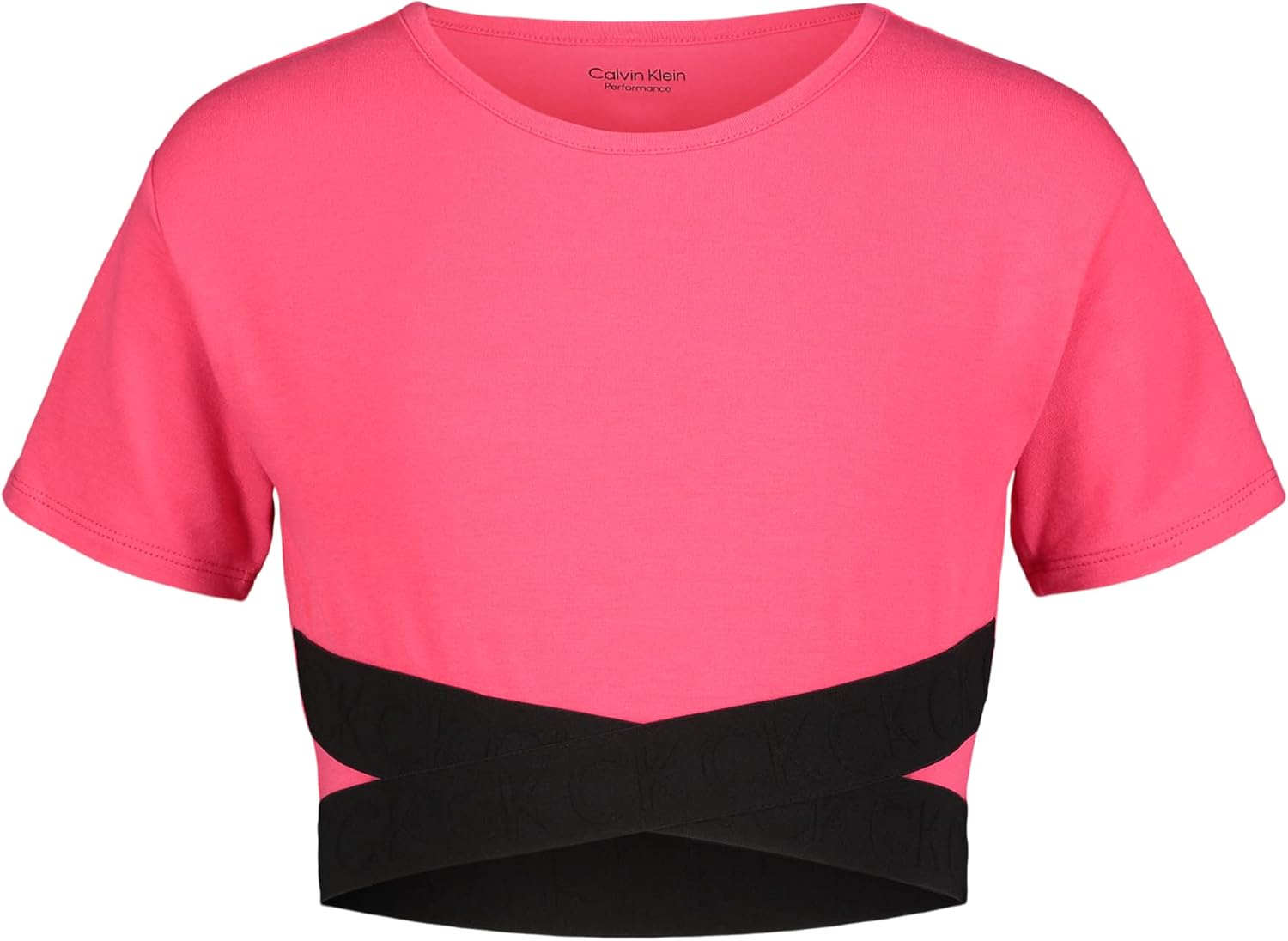 Calvin Klein Girls' Short Sleeve Performance T-Shirt, Crew-Neck Neckline & Logo Detailing 7 Azalea Cross