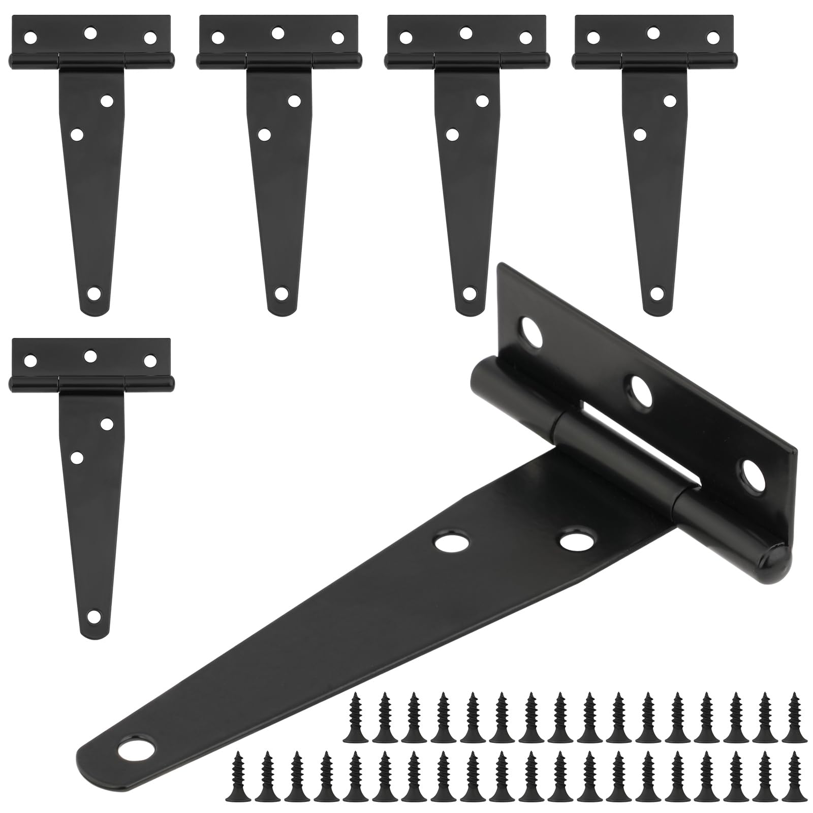 HOTUT T-Scharniere Schwerlast, 6 Stück 100mm Scharniere Klappbar T-Förmige mit 36 Stück Schrauben, Dreieck Türscharniere Verzinkt für Schuppentüren, Gartentüren, Fenster