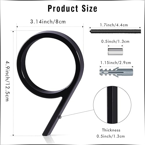 Miniatura 19 de VONDERSO - Letrero de dirección flotante de 5 pulgadas para exteriores de metal negro moderno para patio, calle y buzón, números de dirección Negro 1