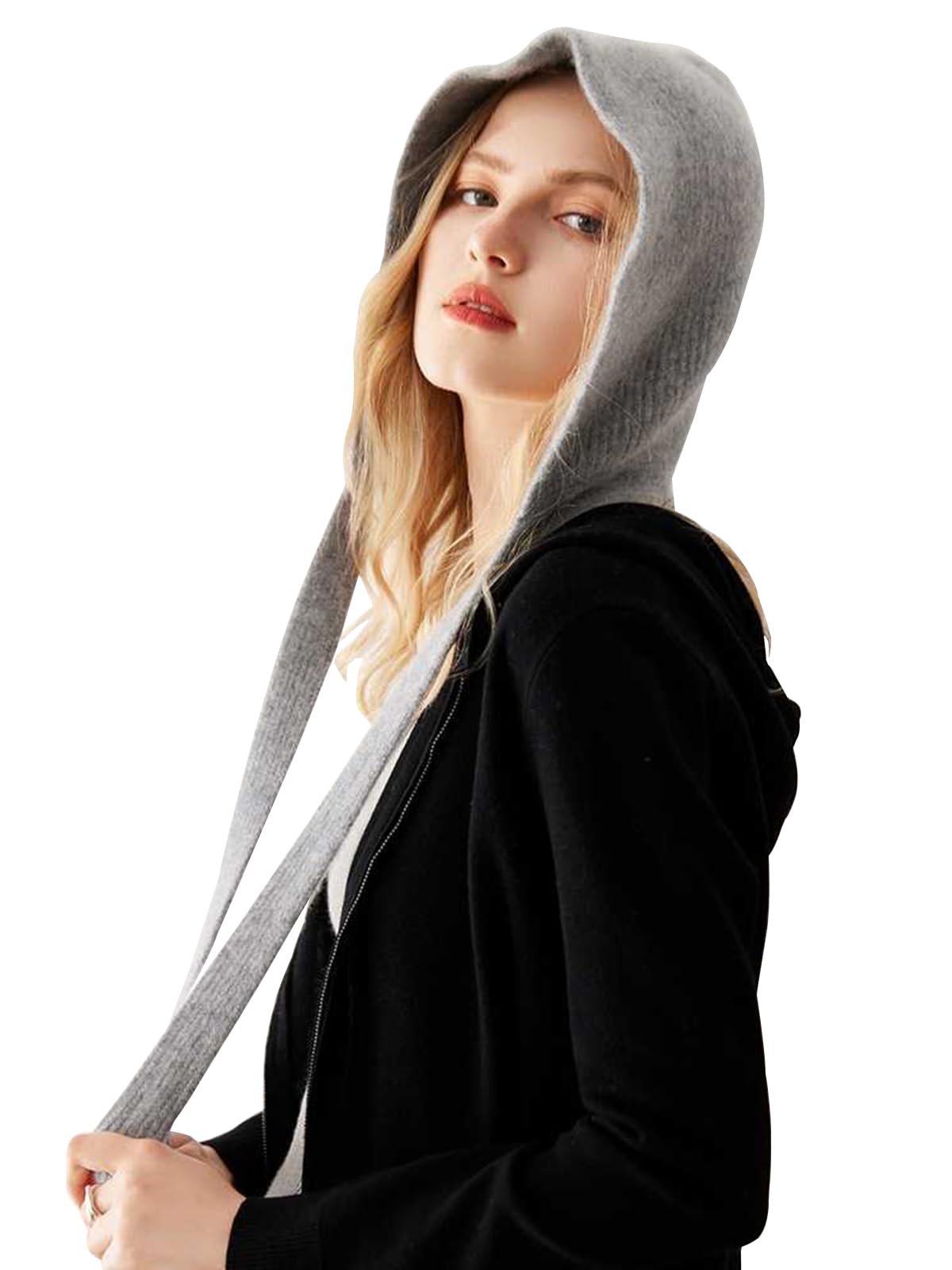 YUONNY Damska zimowa czapka beanie z dzianiny 100% kaszmiru, miękka, ciepła i wiatroszczelna czapka douszna, modna czapka narciarska z ochroną ucha, swobodny dzianinowy kapelusz śniegowy na prezent