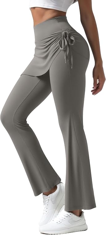 Skirted Leggings for Women, Pickleball Yoga Tennis Golf Legging with Skirt, Tummy Control High Waist Flare leggings