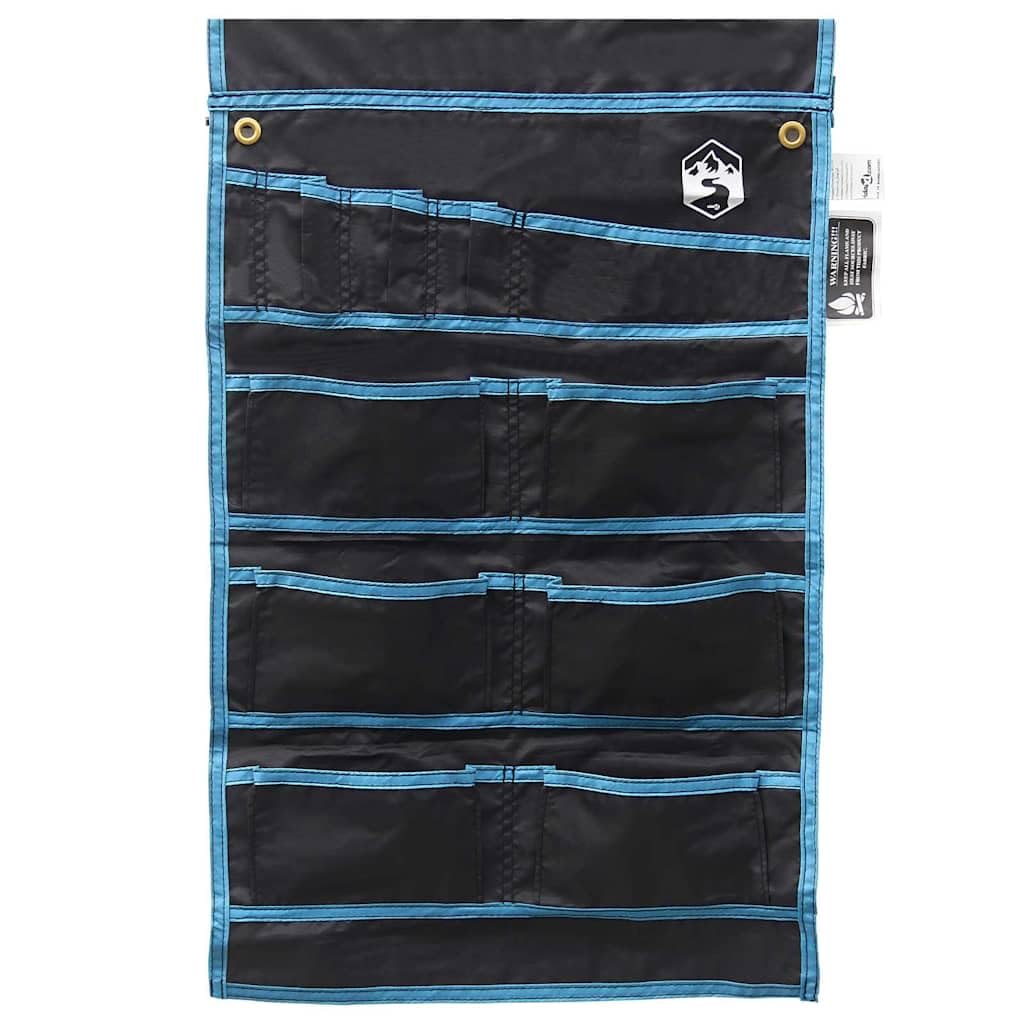 Aufbewahrungstasche Schwarz und Blau Oxford-Gewebe 63,5 x 40 cm leicht und langlebig mit viel Stauraum für Camping, Outdoor, Wandern und Festival Ausrüstung