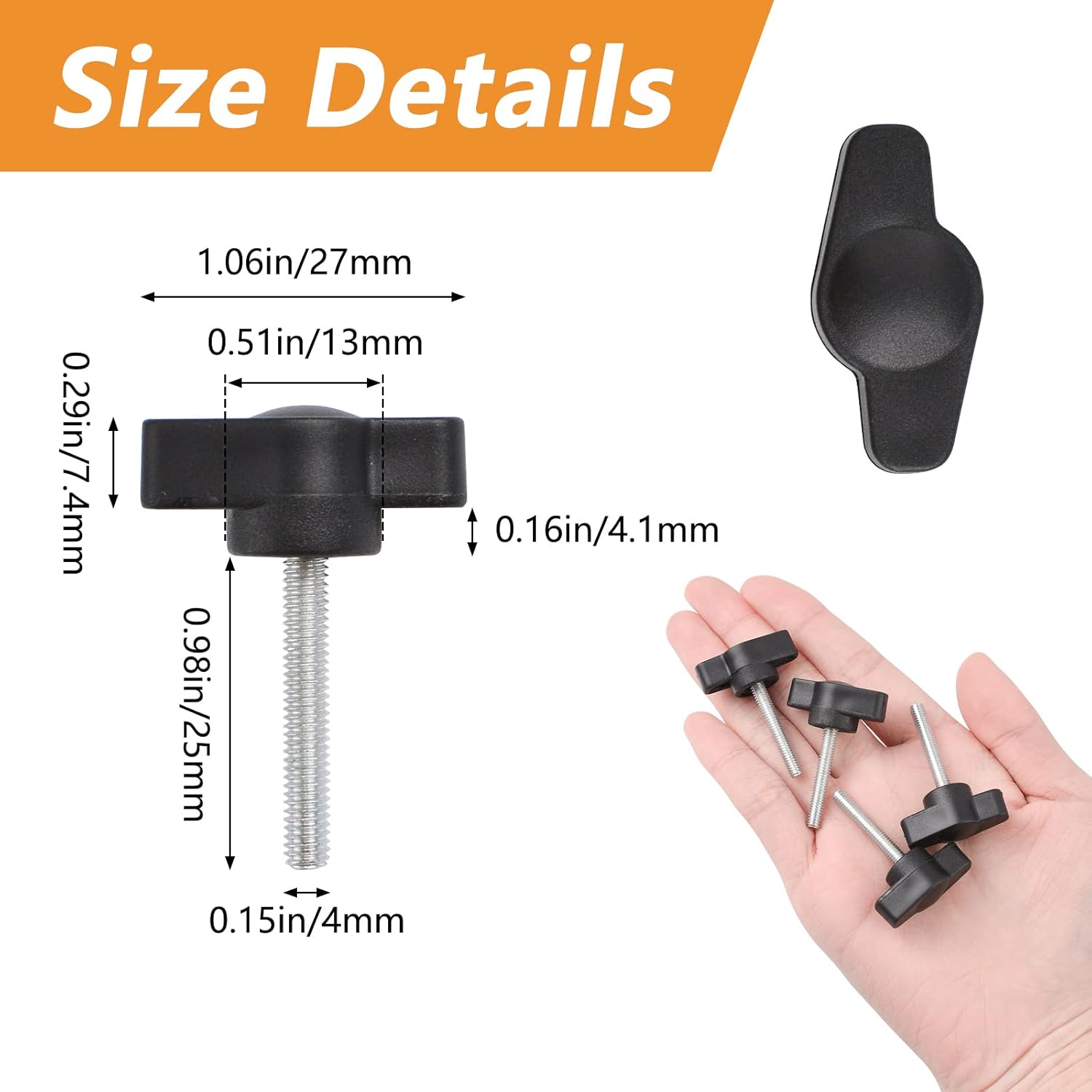 MOROBOR Z-Wings Knurled Thumbscrew Screw, 20pcs M4 x 25mm Galvanized Screw Threaded Knurled Thumb Grip Knobs Thumb Screw for Machinery Lathe with Storage Box