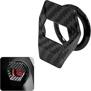 Carbon Fiber Engine Start Stop Button Cover, Zinc Alloy Anti-Scratch Push to Start Cover, Car Power Control Ignition Switch Trim Ring Decor Accessories for Civic CRV XRV Challenger Charger CHR