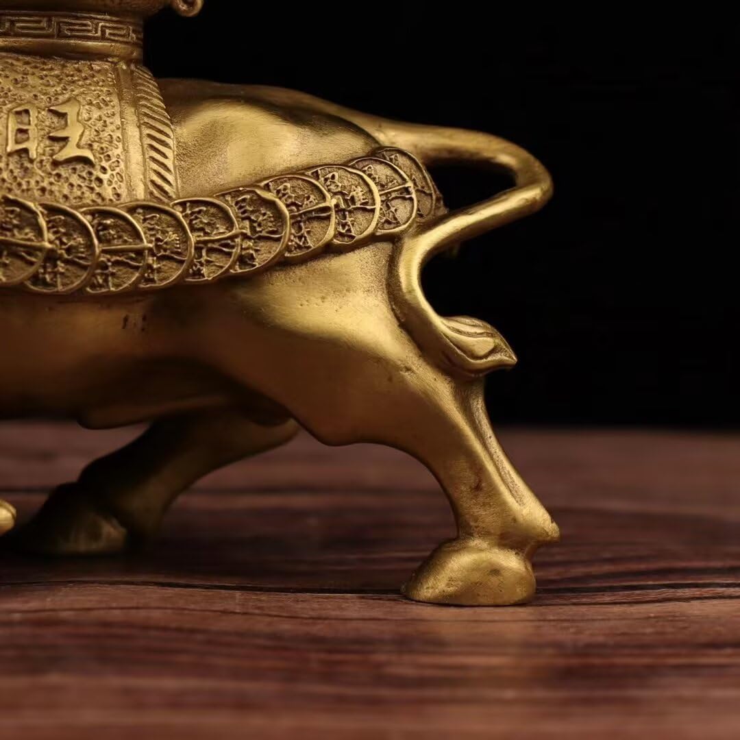 Glücksbringer – Wall-Street-Bullenstatue aus Messing – Börsendekoration – Kupfer-Bullenfiguren – Feng-Shui-Glücksbringer