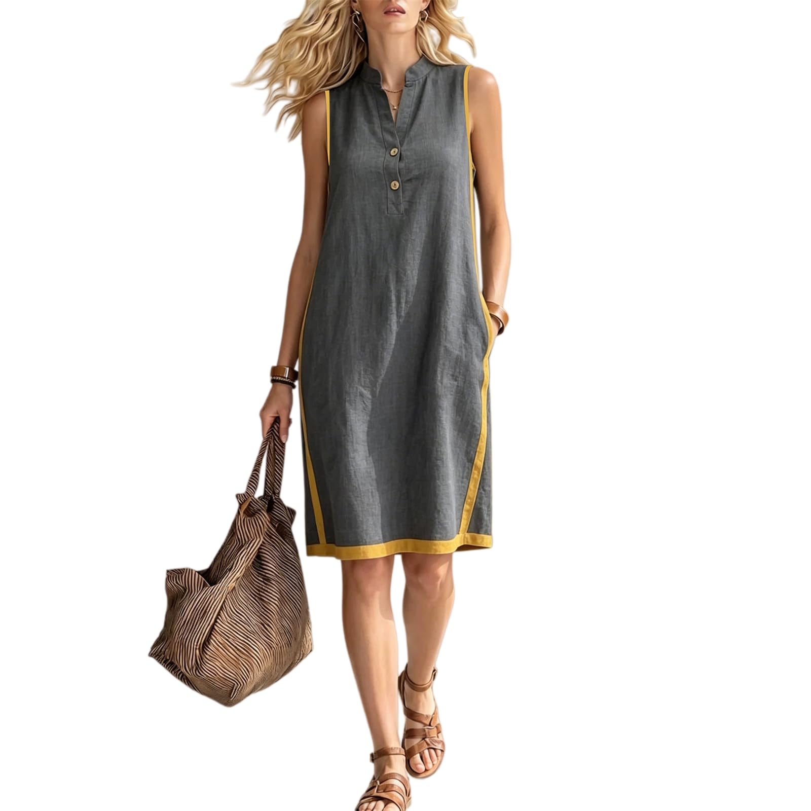 Robe d'été sans manches fluide pour silhouette confortable et chic - 8