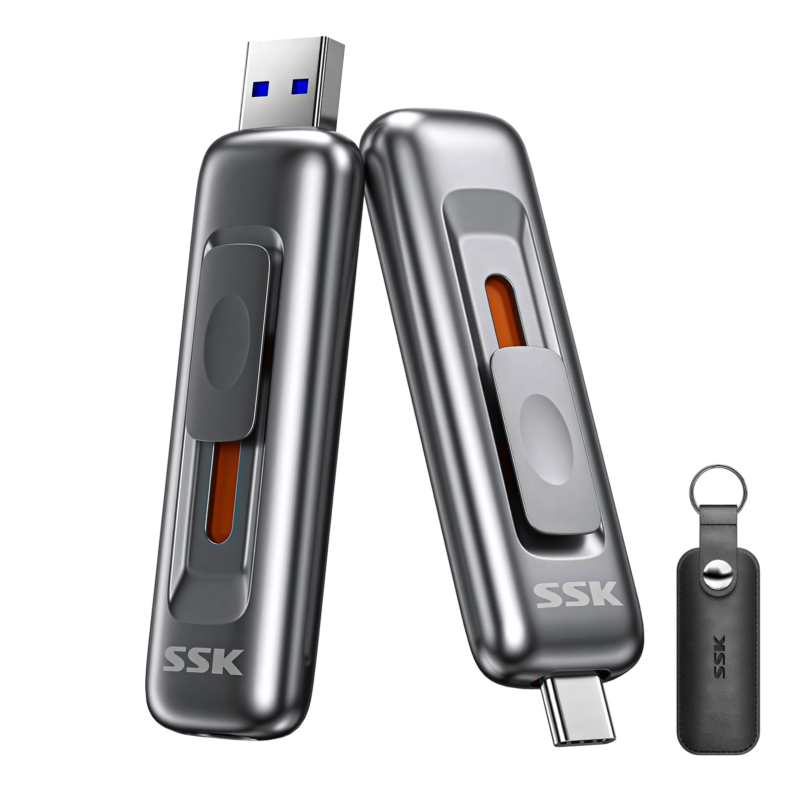 SSK USB Drive 128GB up to 550MB/s External SSD USB C+A 3.2 Thumb Drive