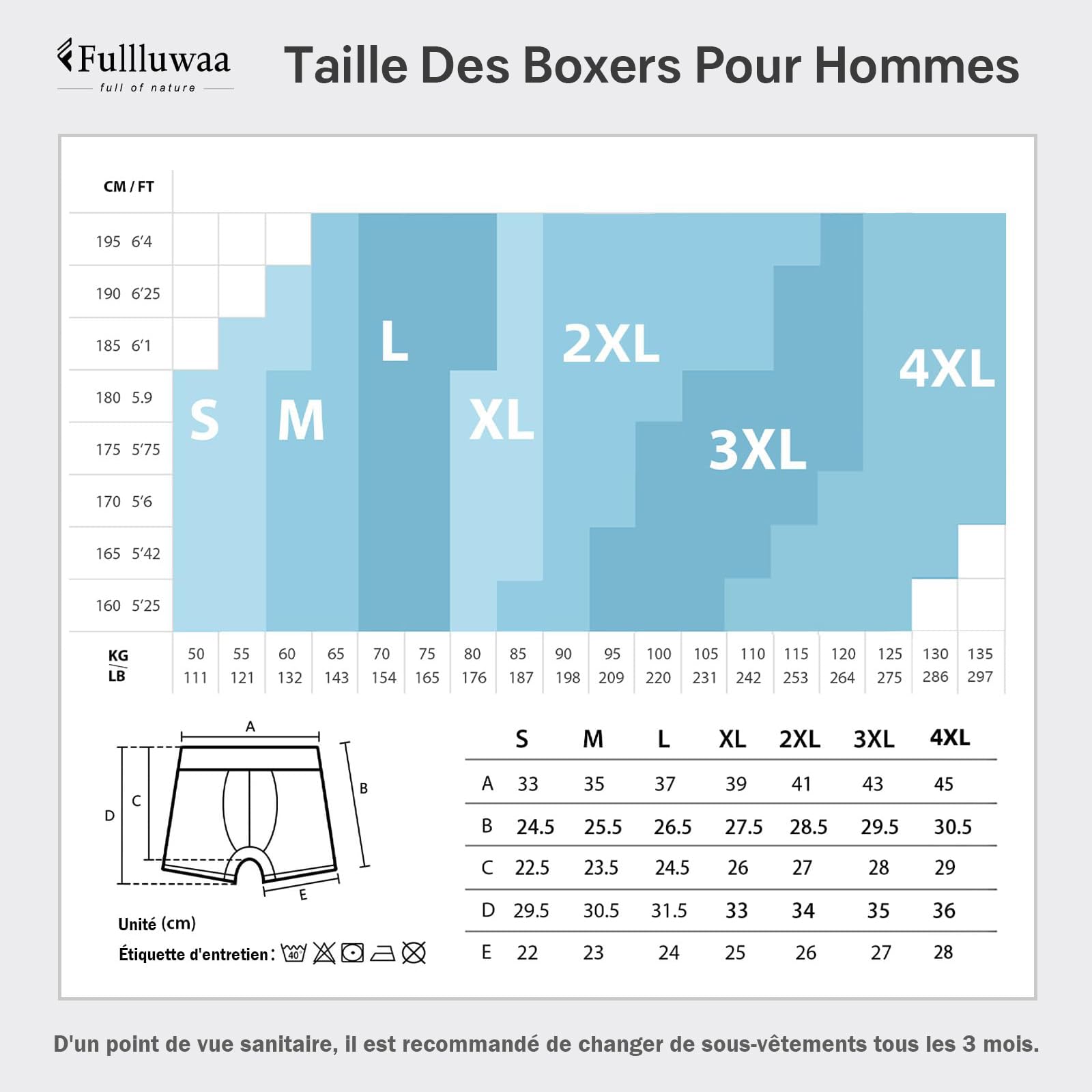 Fullluwaa Boxer Homme Calecon Homme Lot de 8 Confortable et Doux Caleçon Coton Ceinture Élastique