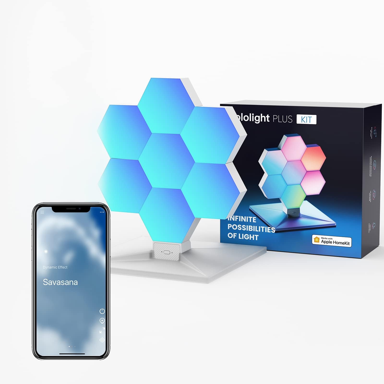 Cololight LifeSmart Hexagon Light Works with Apple Homekit, APP Controlled WiFi Smart LED Light Panels, Compatible with Alexa, Google Assistant, DIY Geometric RGB Panel Lights, 7pcs Plus Kit