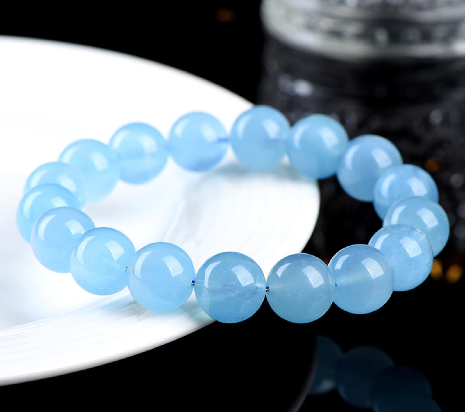 Pulseras con Cuentas Crystal Vibe para Mujeres y Hombres - Pulseras de Cristal con Piedras Preciosas Naturales - Tamaño elástico Ajustable,7~7.8mm