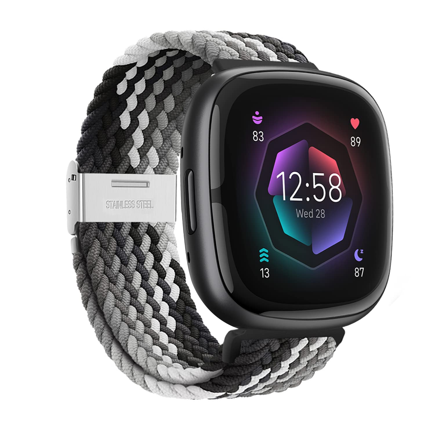 YYXIXI Compatible with Fitbit Versa 3 Strap/Versa 4/Fitbit Sense 2/Sense 1 Straps with Adjustable Metal Buckle Breathable Soft Elastic Sense 2 Bands Sport Wristband(Not Include Watch)