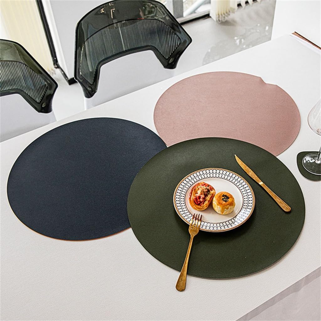 Solid Color Double-Sided Round Dining Mat Waterproof Oil Proof Home Table Heat Insulation Cushion