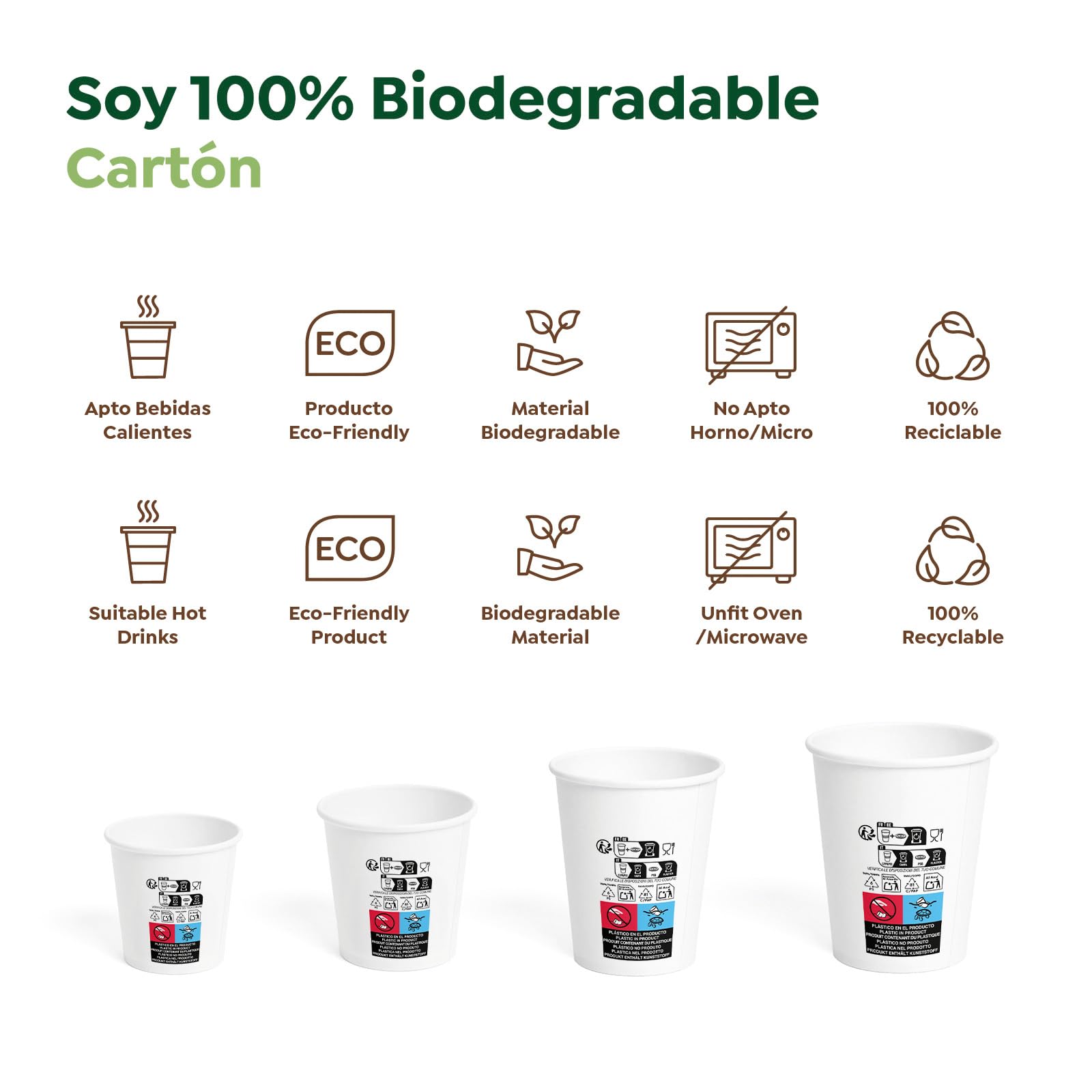 1000 unidades Vasos Café Desechables - Vasos Cartón - Vasos Desechables Catering - Vasos Café para Llevar - Vasos Blancos 200 cc - APTO BEBIDAS CALIENTES Y FRÍAS