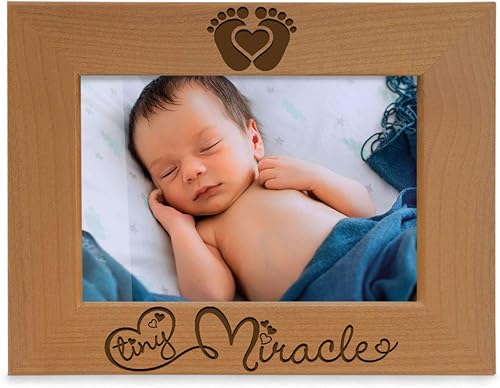 Miniatura 8 de KATE POSH - Marco de fotos de madera natural grabado Tiny Miracle para bebé, nuevo papá y mamá, regalo de padres, ultrasonido, ecografía, anuncio de