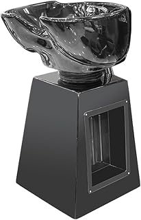 Mobile Shampoo Bowl, Ceramic Shampoo Basin with Base Hair Washing Sink Salon Wash Unit for Beauty Salon/Barber Shop Shampoo Equipment