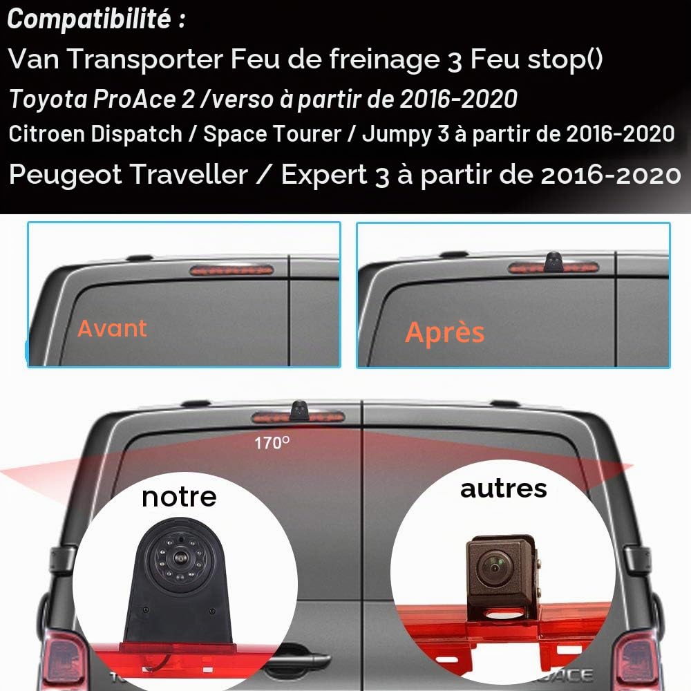 HD Vision Nocturne IR Feu de Freinage Caméra de recul pour Citroen Dispatch/Toyota Proace/Peugeot Expert Traveller Van 3 Transporter from 2016