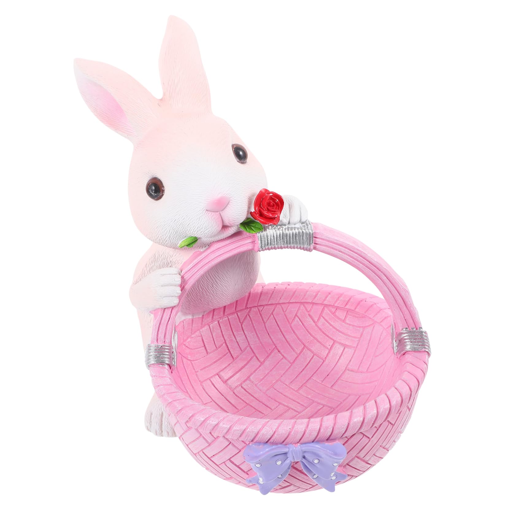 Amosfun Decorazione Coniglietto Pasquale in Resina a Forma di Cestino, Soluzione Salvaspazio e Ornamento Casa Adorabile per Festa di Pasqua