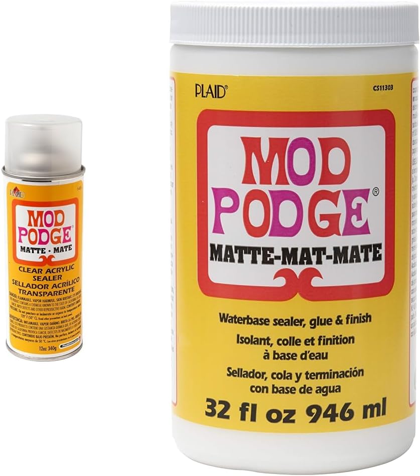 Mod Podge Matte Clear Acrylic Sealer Bundle - 12 oz Aerosol Can & 32 oz Bottle of Decoupage Glue, Sealer & Finish for Arts & Crafts