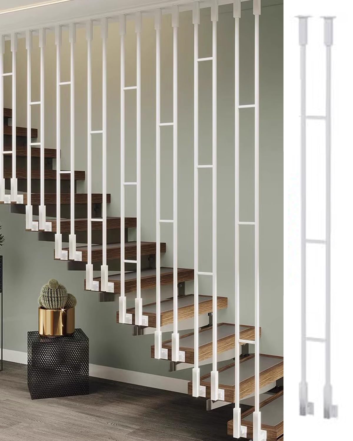Husillos verticales para barandilla de escalera con soporte rígido decorativo
