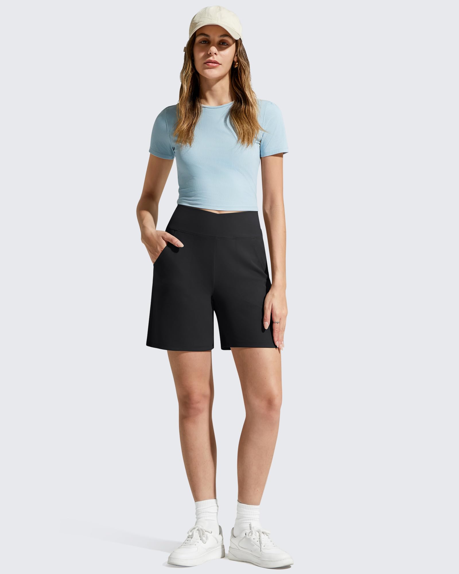 G4Free Evergoing - Pantalones cortos deportivos para mujer con bolsillos