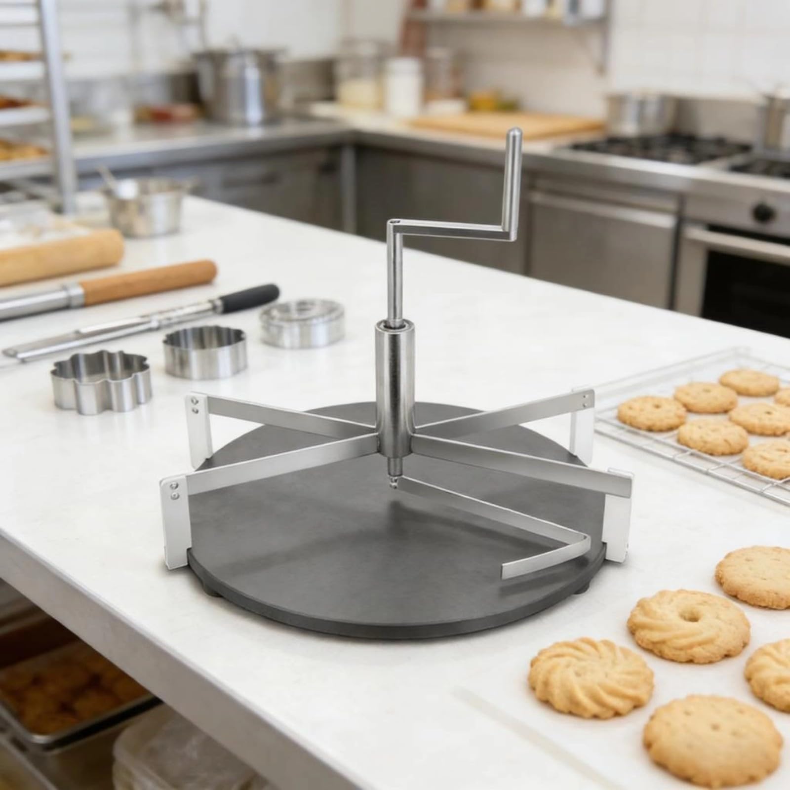 Herramienta giratoria para hacer crepes y waffles perfectamente uniformes con construcción de acero inoxidable y mango ergonómico herramienta de gallette antioxidante