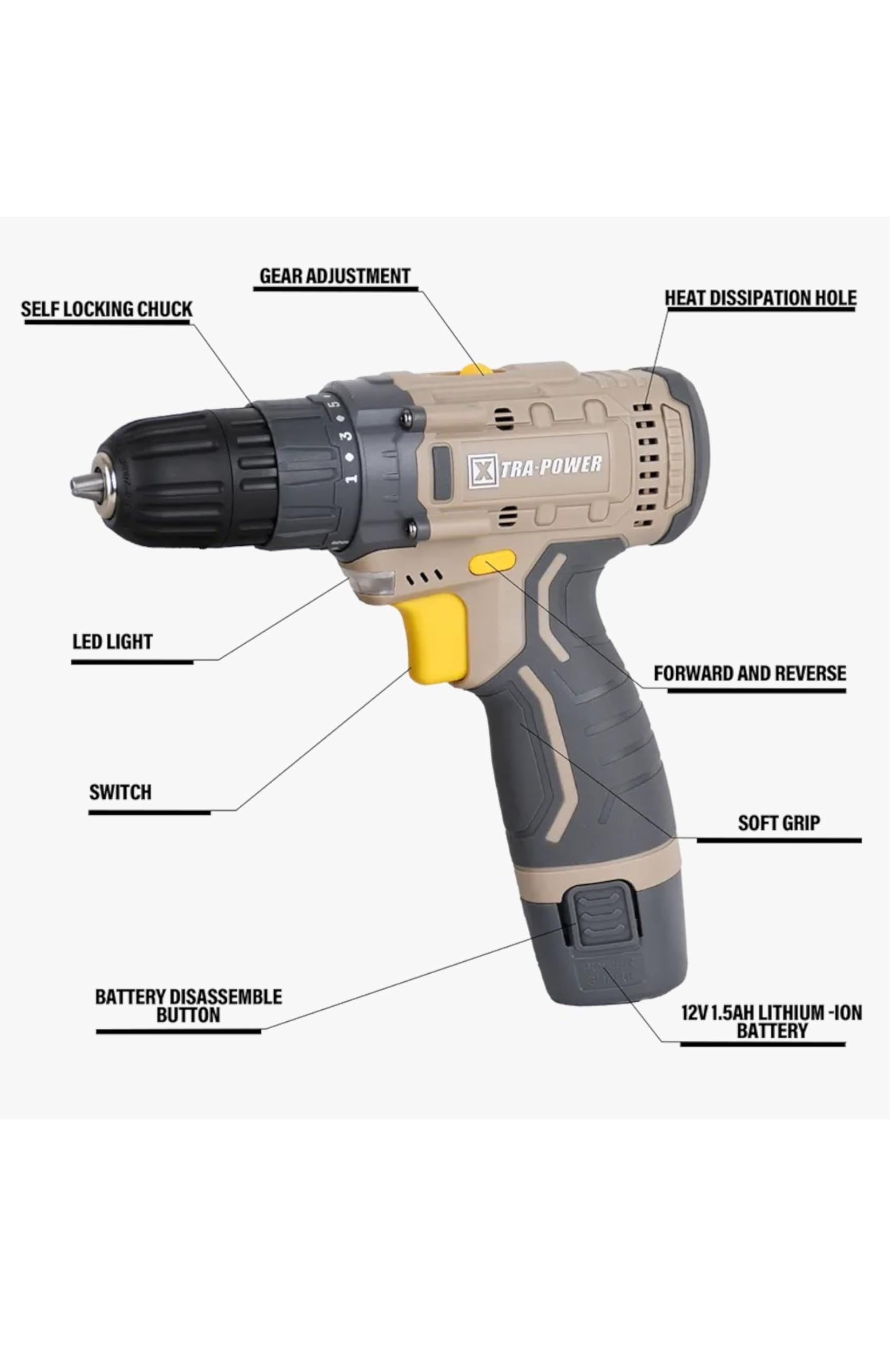 POWER ℃ GEAR【OPAseries LIMITED EDITION】 XTRAPOWER Cordless Drill 10 MM 12V XPC-DM-01 : Amazon.in: Home