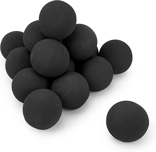 Stanbroil Bolas de Cerámica - Piedras de Fuego Redondas de 3" para Hoguera, Tazón de Fuego y Chimenea - Juego de 15, Negro